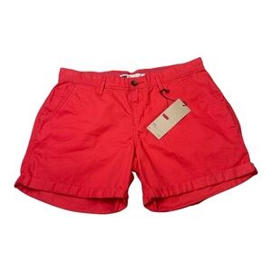 Levi’s Orange Bright Coral Flat Front Cuff Chino Shorts Women’s Size 28 New